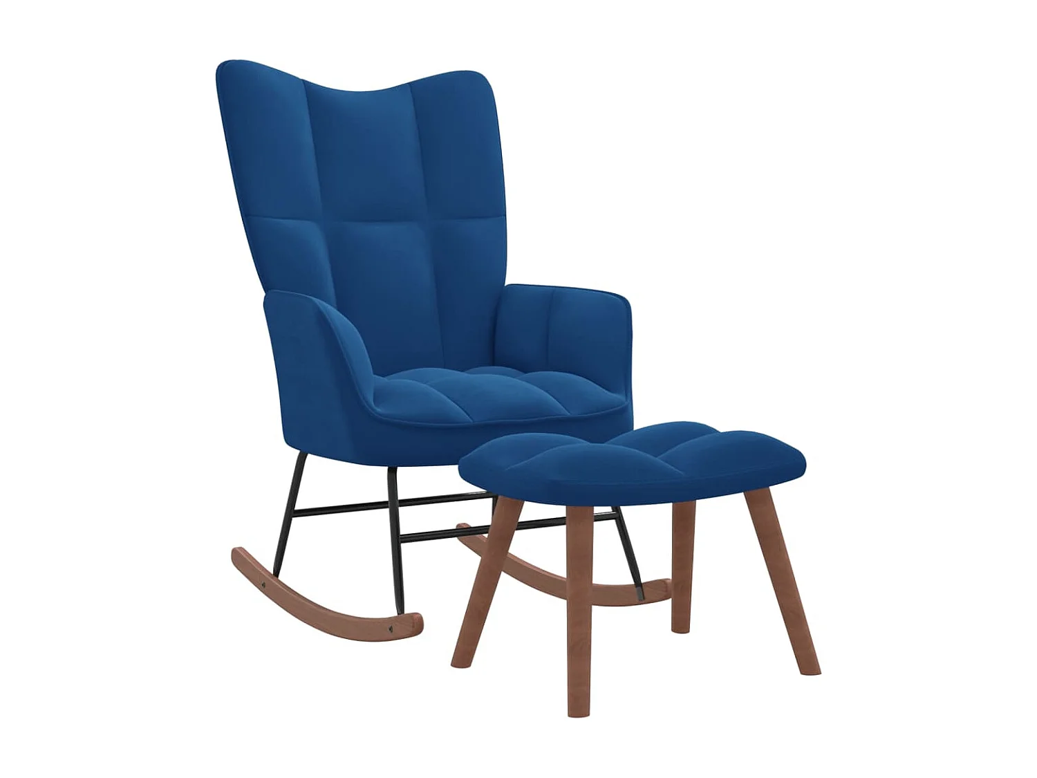 Fauteuil à bascule avec repose-pied Bleu Velours BE35182