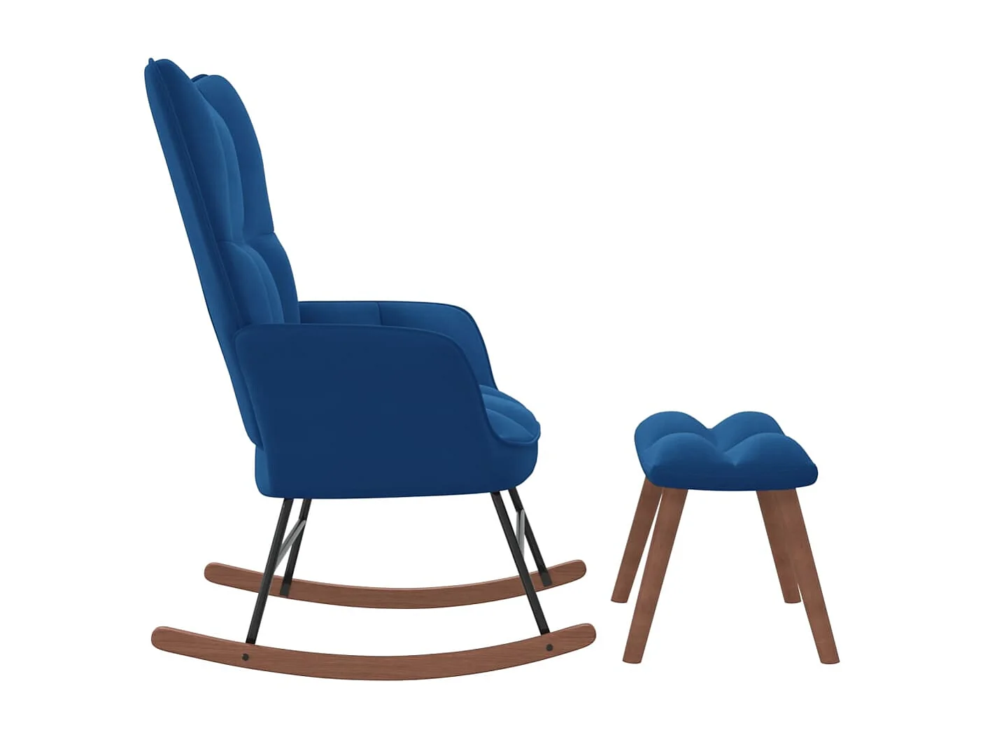 Fauteuil à bascule avec repose-pied Bleu Velours BE35182