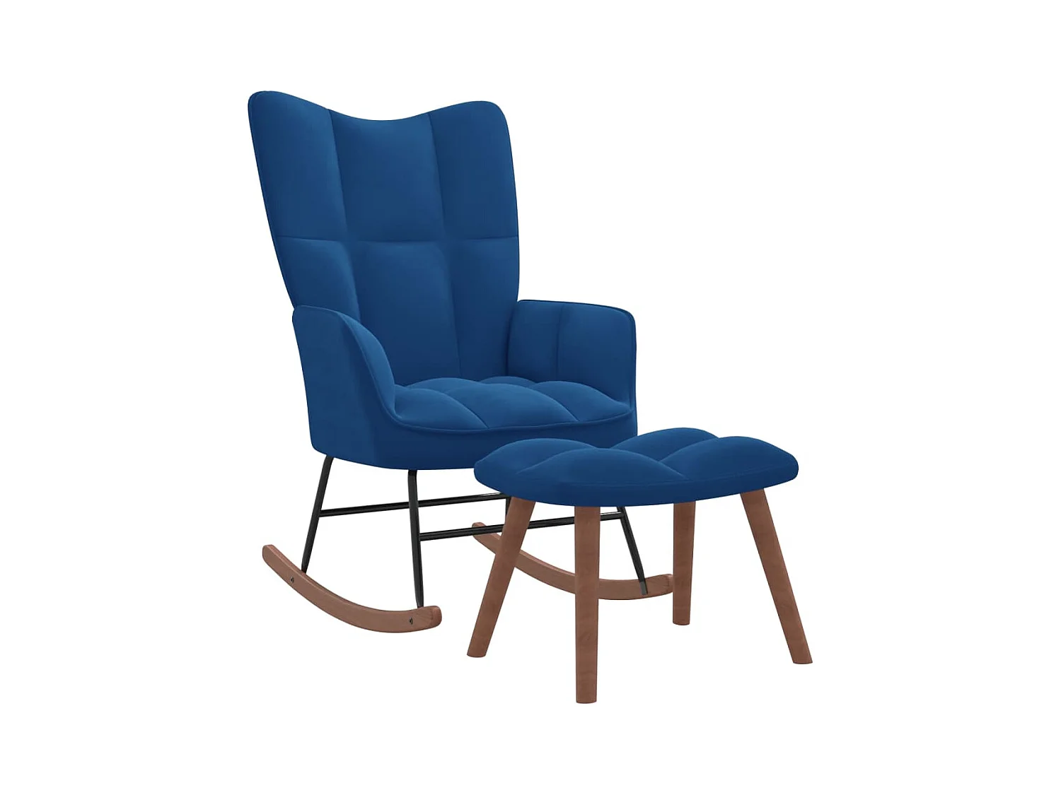 Fauteuil à bascule avec repose-pied Bleu Velours BE35182