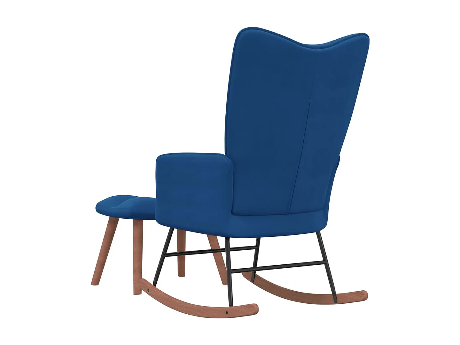 Fauteuil à bascule avec repose-pied Bleu Velours BE35182