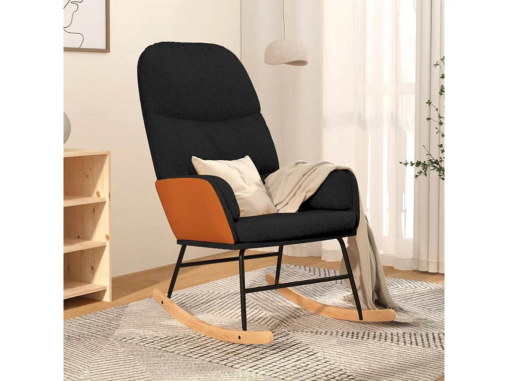 Fauteuil à bascule Noir Tissu BE19788
