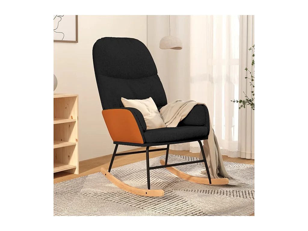 Fauteuil à bascule Noir Tissu BE19788