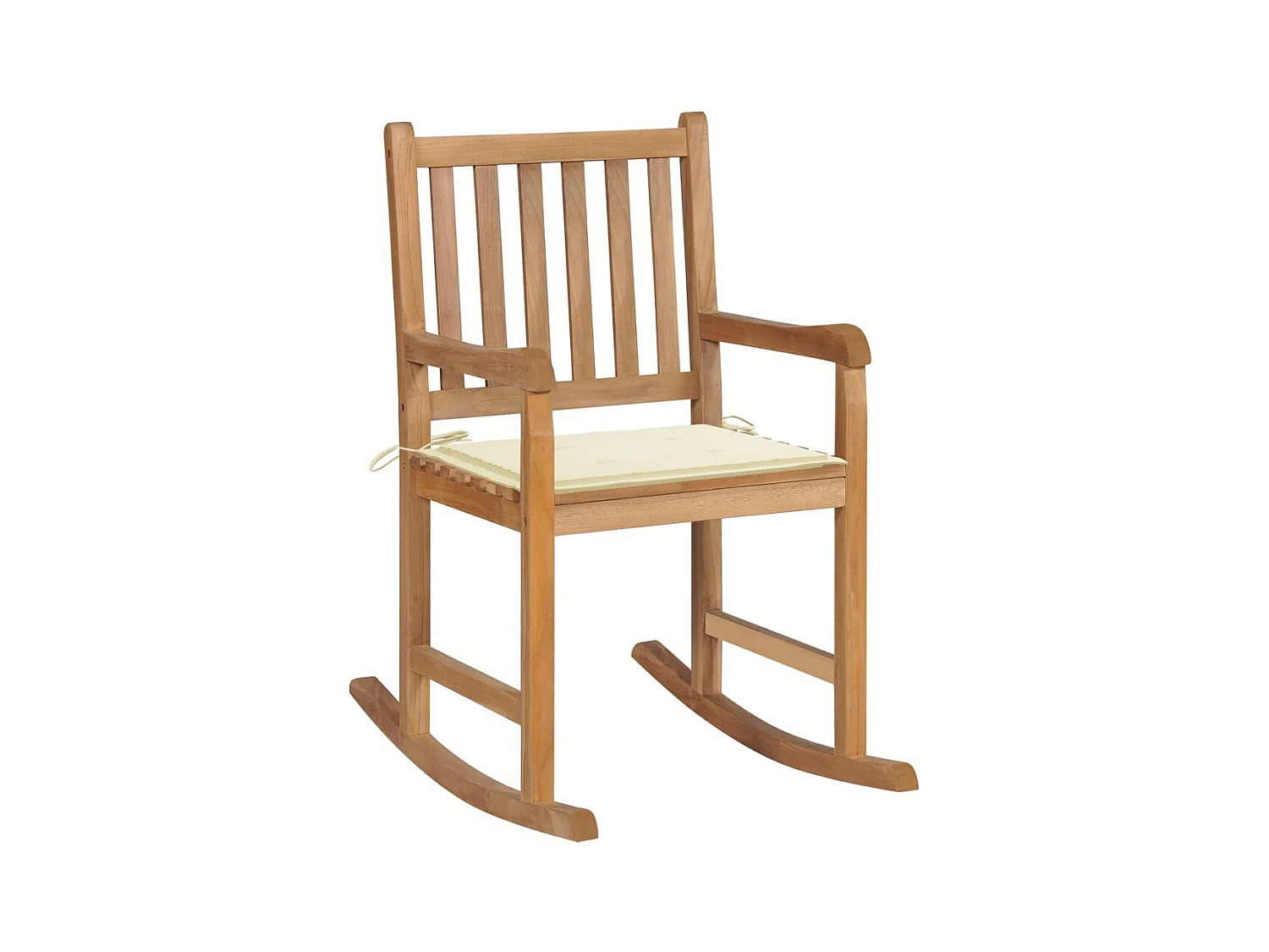 Fauteuil à bascule avec coussin crème Bois de teck solide BE54375