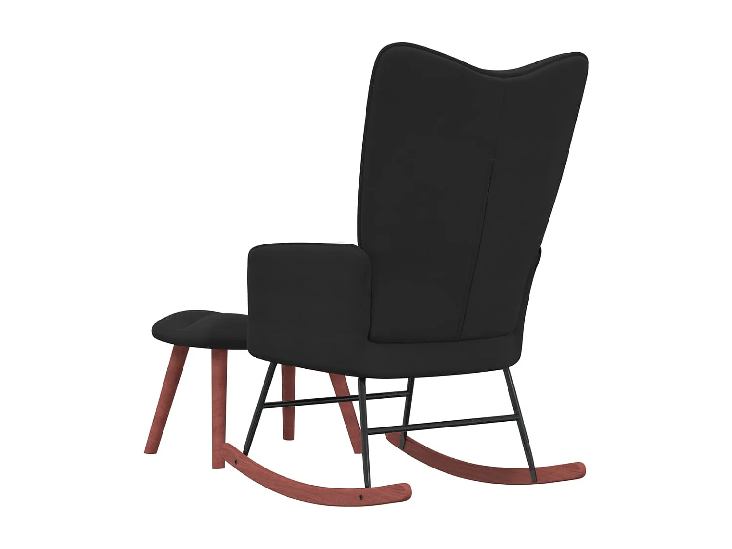 Fauteuil à bascule avec repose-pied Noir Velours BE17413