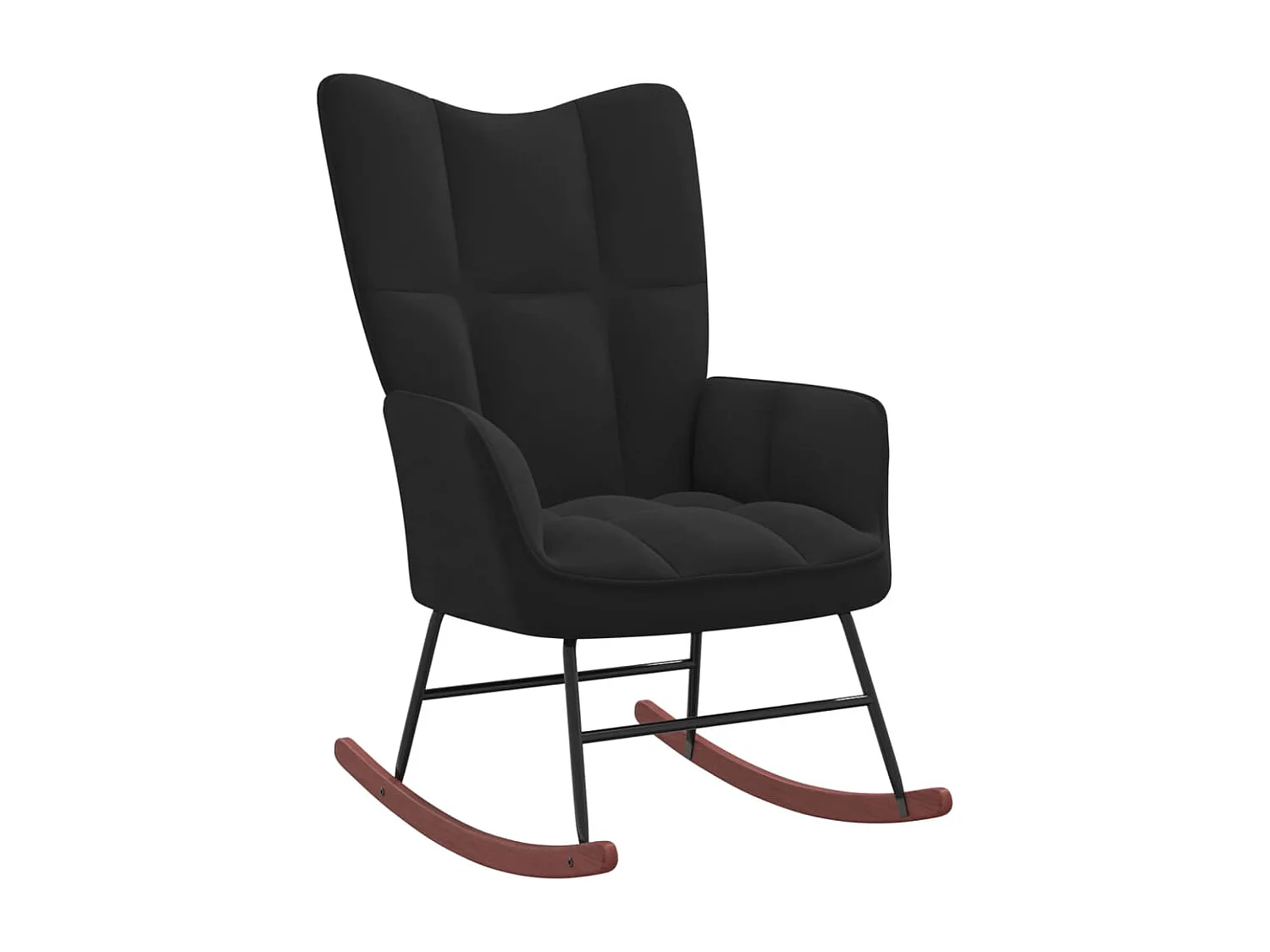 Fauteuil à bascule avec repose-pied Noir Velours BE17413
