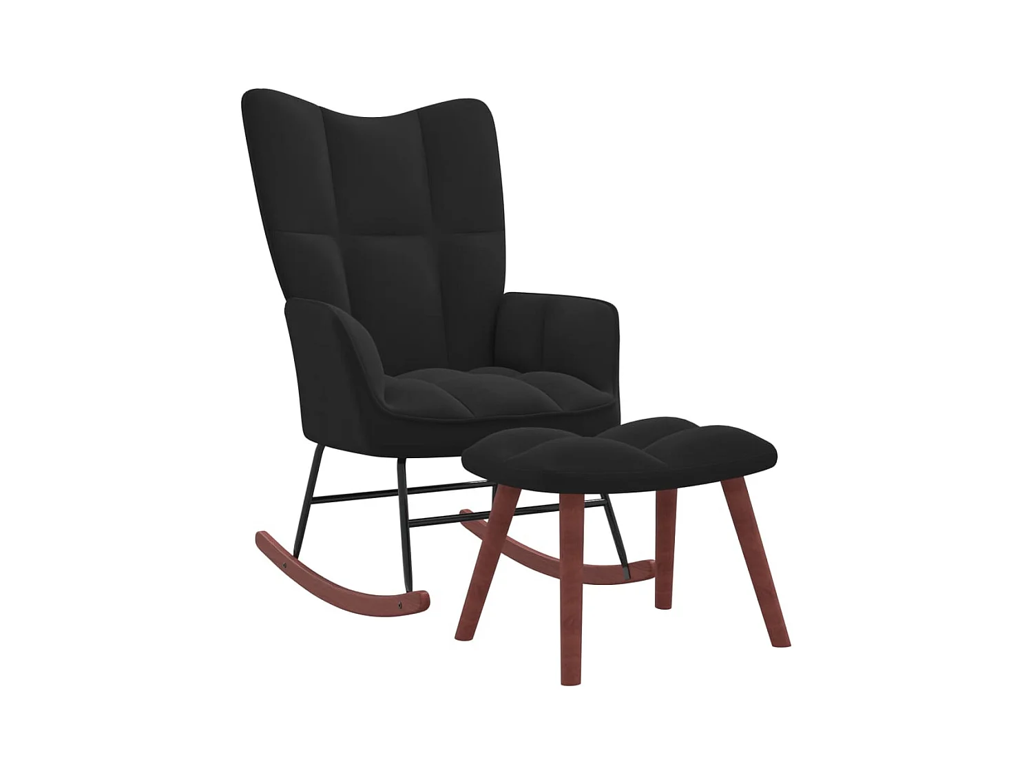 Fauteuil à bascule avec repose-pied Noir Velours BE17413
