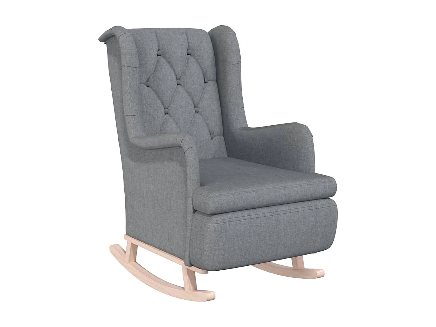 Fauteuil avec pieds à bascule en bois d'hévéa gris clair Tissu BE74467