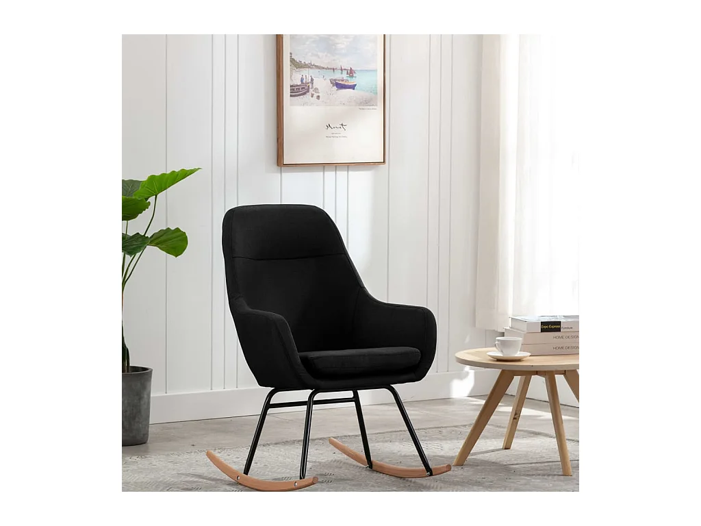 Fauteuil à bascule Noir Tissu BE75858