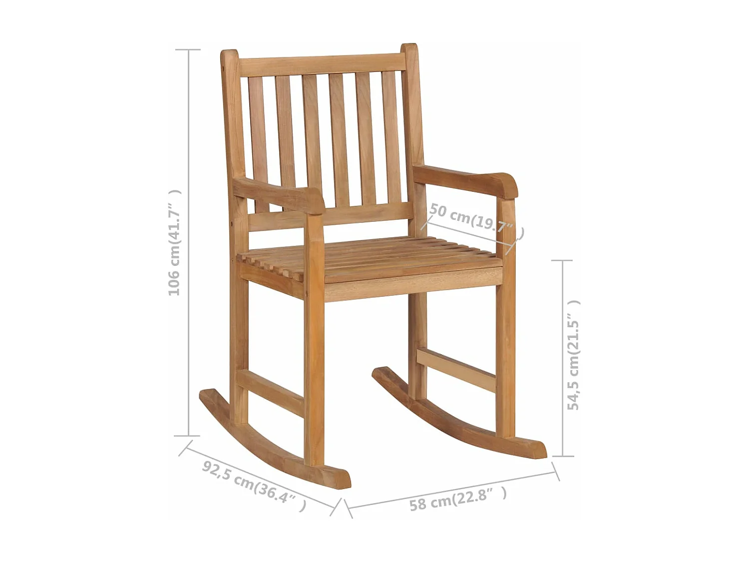 Fauteuil à bascule Teck massif BE23820