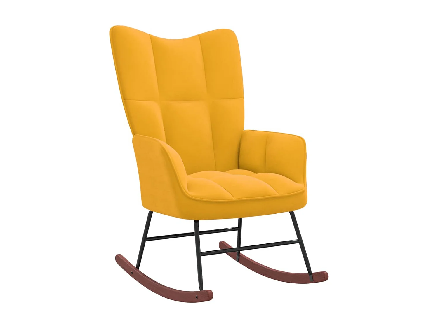 Fauteuil à bascule avec repose-pied Jaune moutarde Velours BE80834