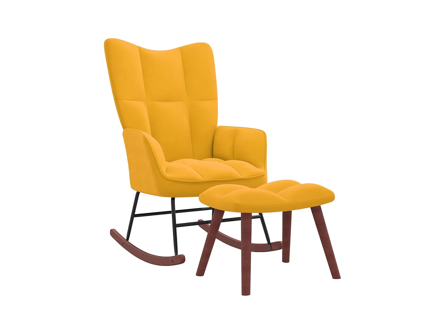 Fauteuil à bascule avec repose-pied Jaune moutarde Velours BE80834