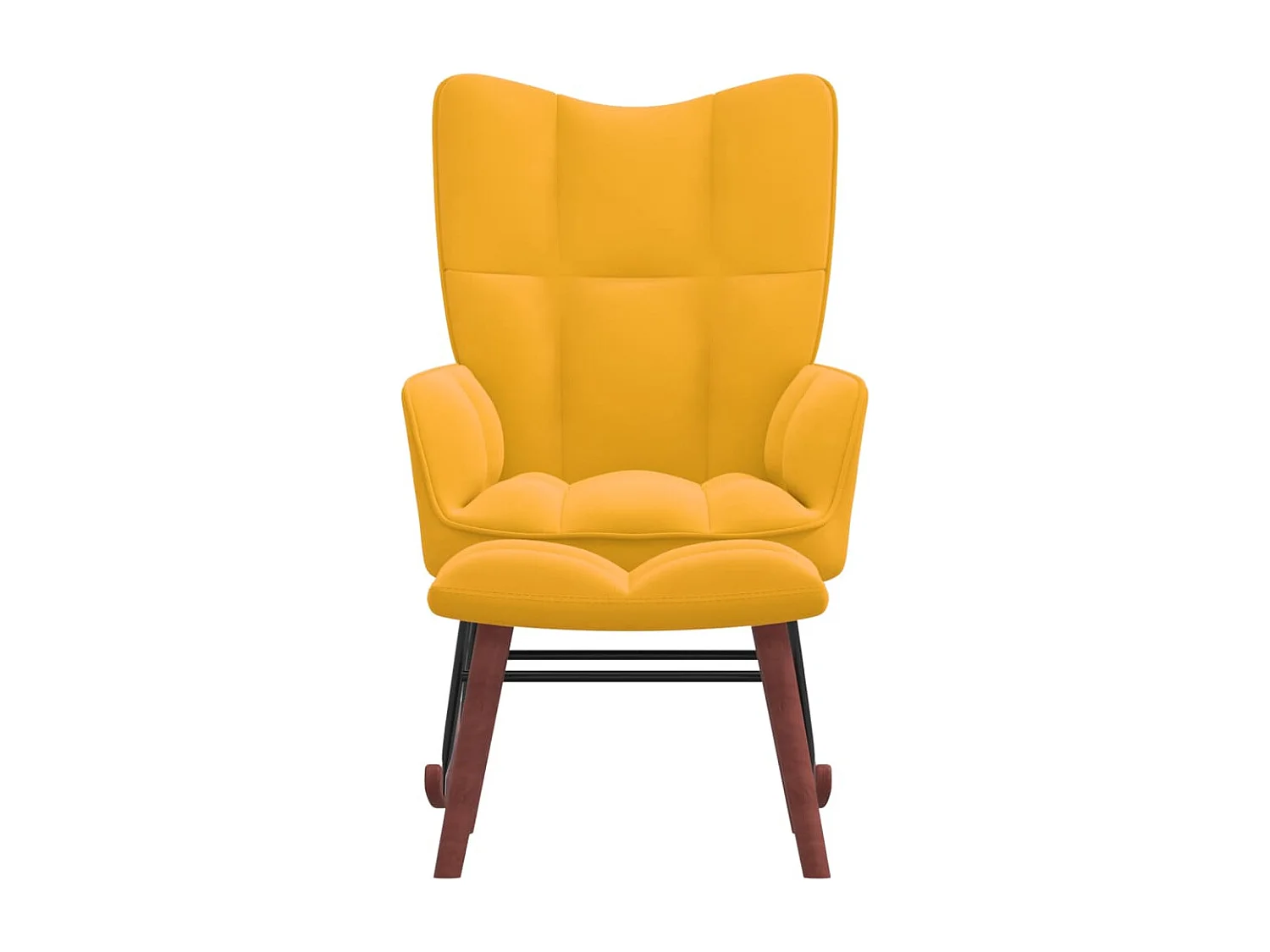 Fauteuil à bascule avec repose-pied Jaune moutarde Velours BE80834