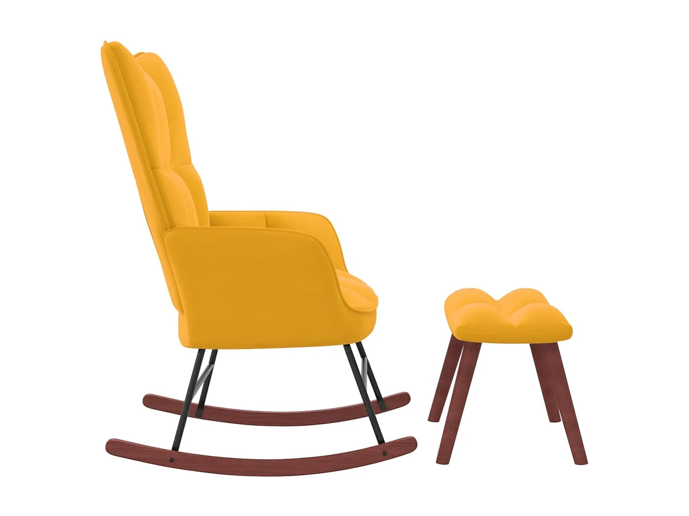 Fauteuil à bascule avec repose-pied Jaune moutarde Velours BE80834