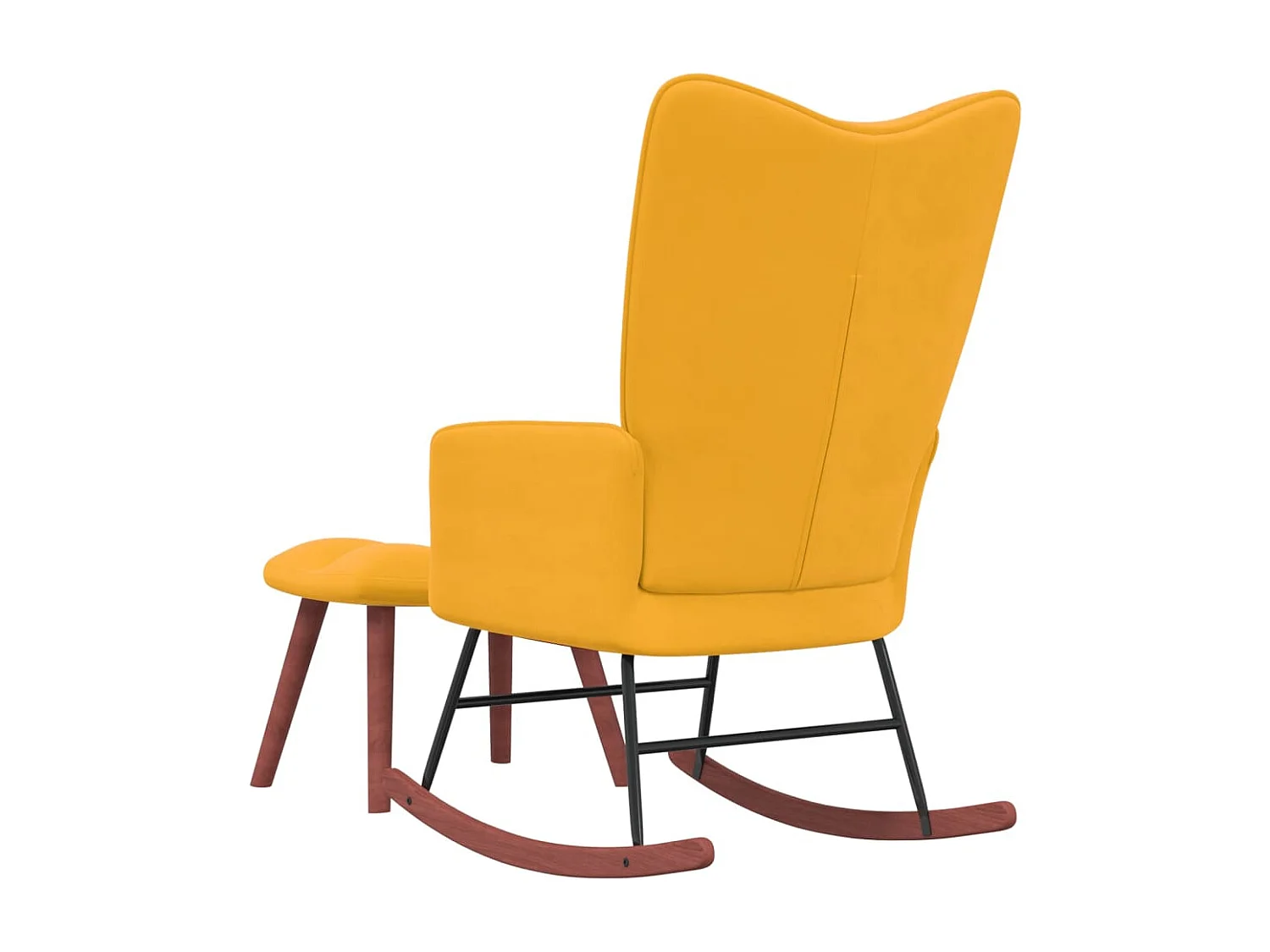 Fauteuil à bascule avec repose-pied Jaune moutarde Velours BE80834