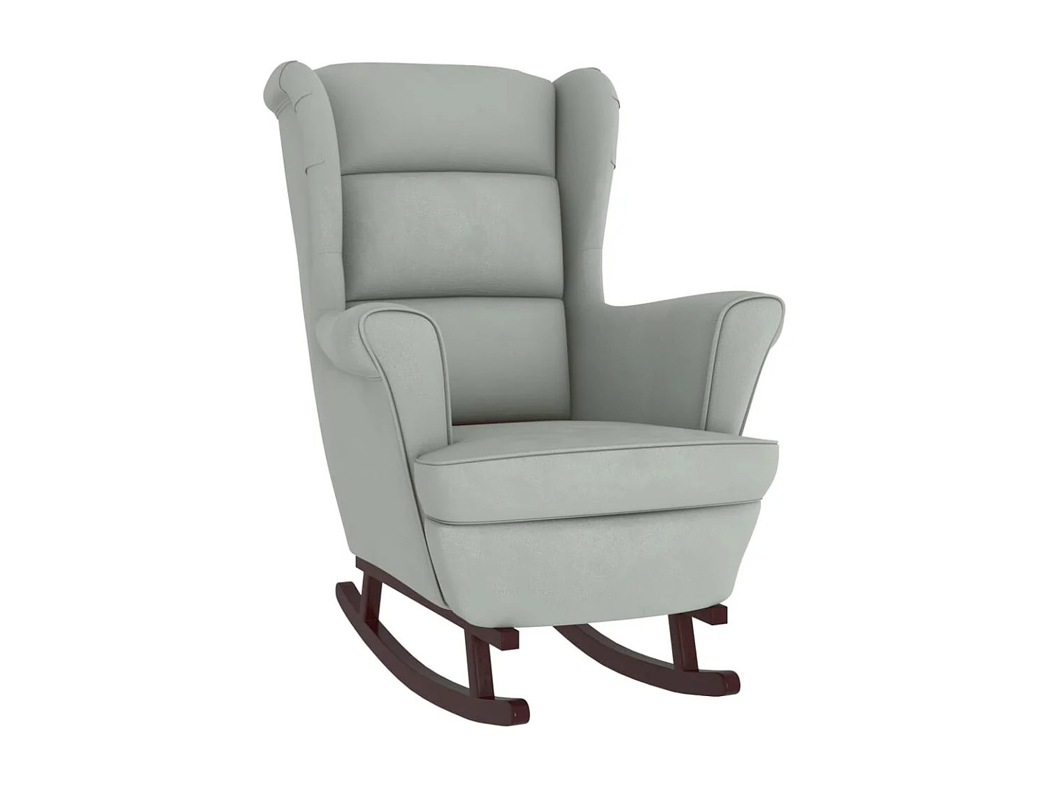 Fauteuil à bascule et pieds en bois d'hévéa gris clair Velours BE8464
