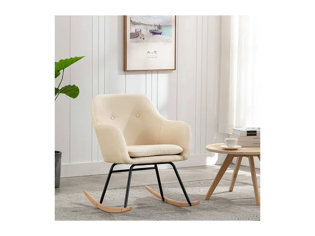 Fauteuil à bascule Crème Tissu BE59343