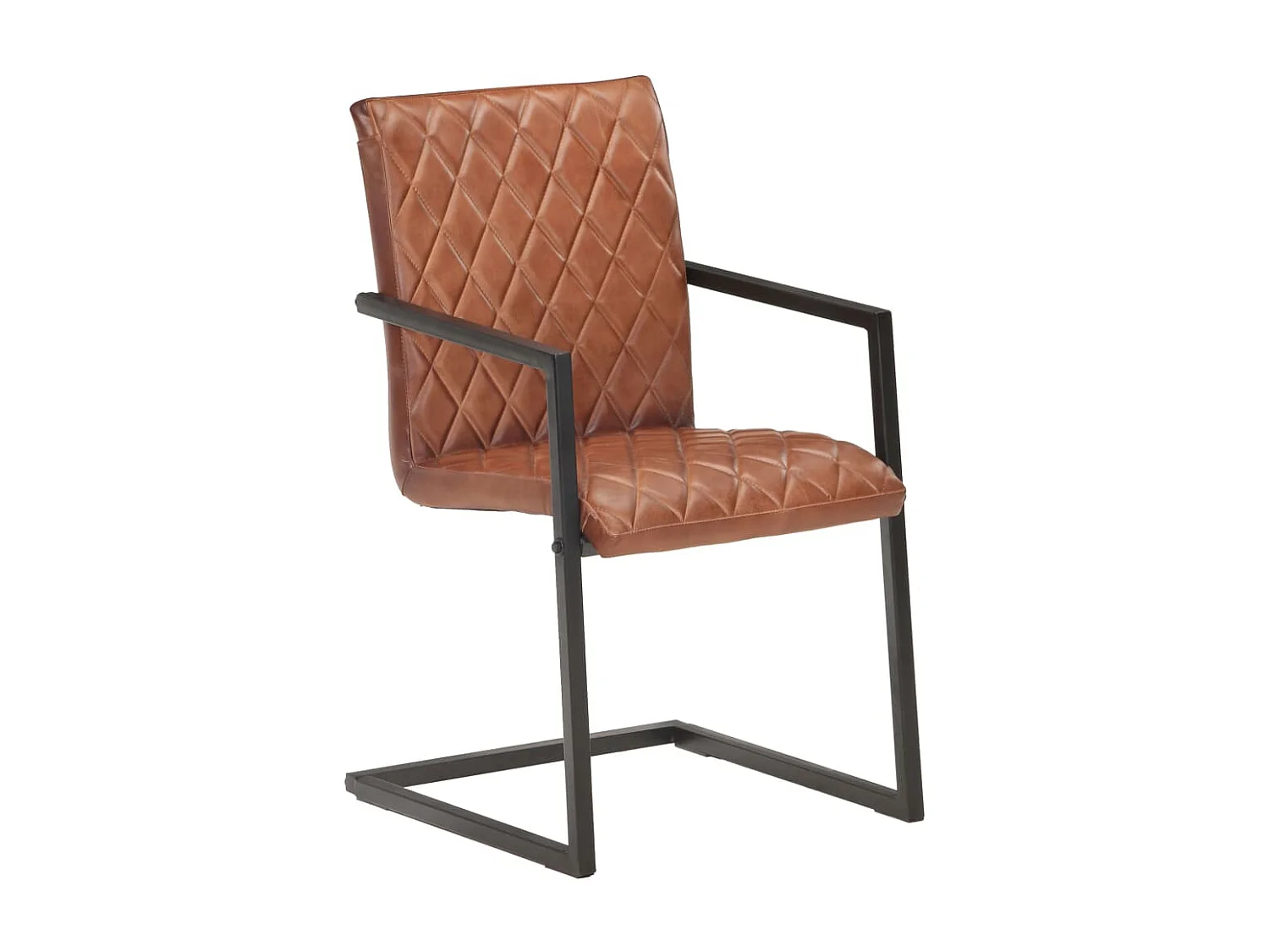 Chaises à manger cantilever lot de 2 marron cuir véritable REO53959