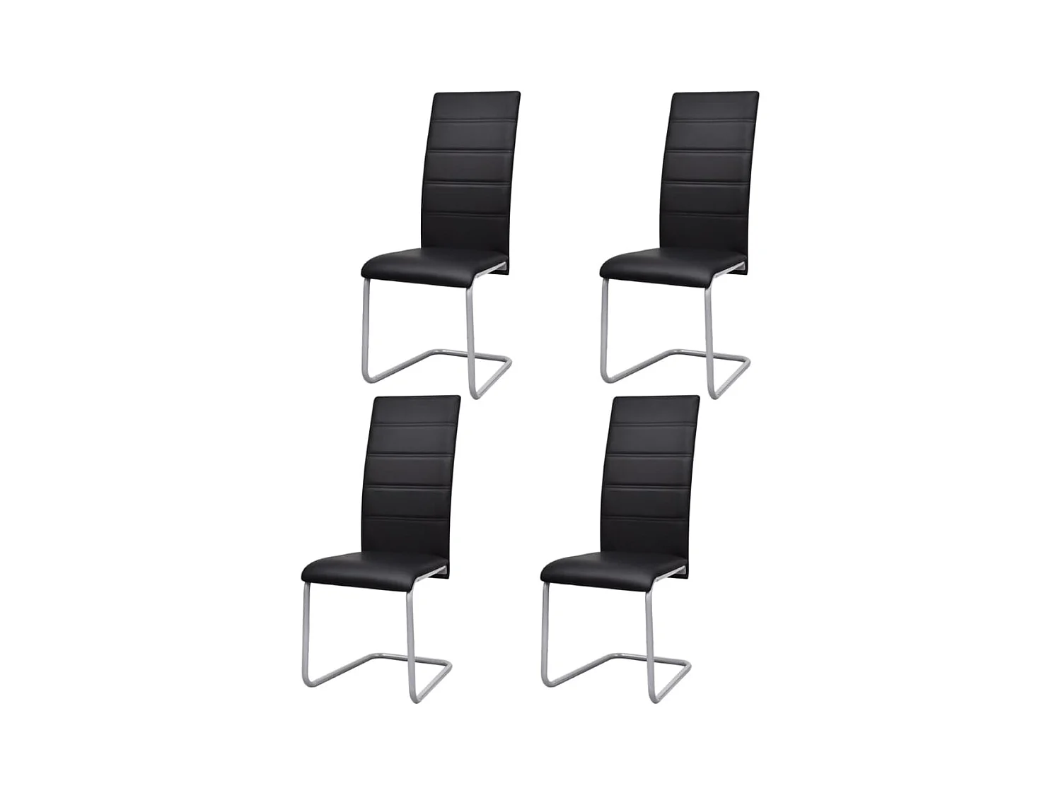 Chaises à manger cantilever lot de 4 noir similicuir REO55381