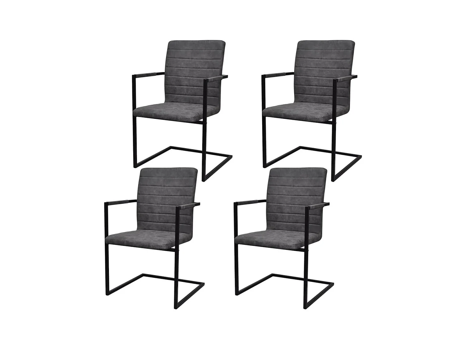 Chaises à manger cantilever lot de 4 gris similicuir REO10663