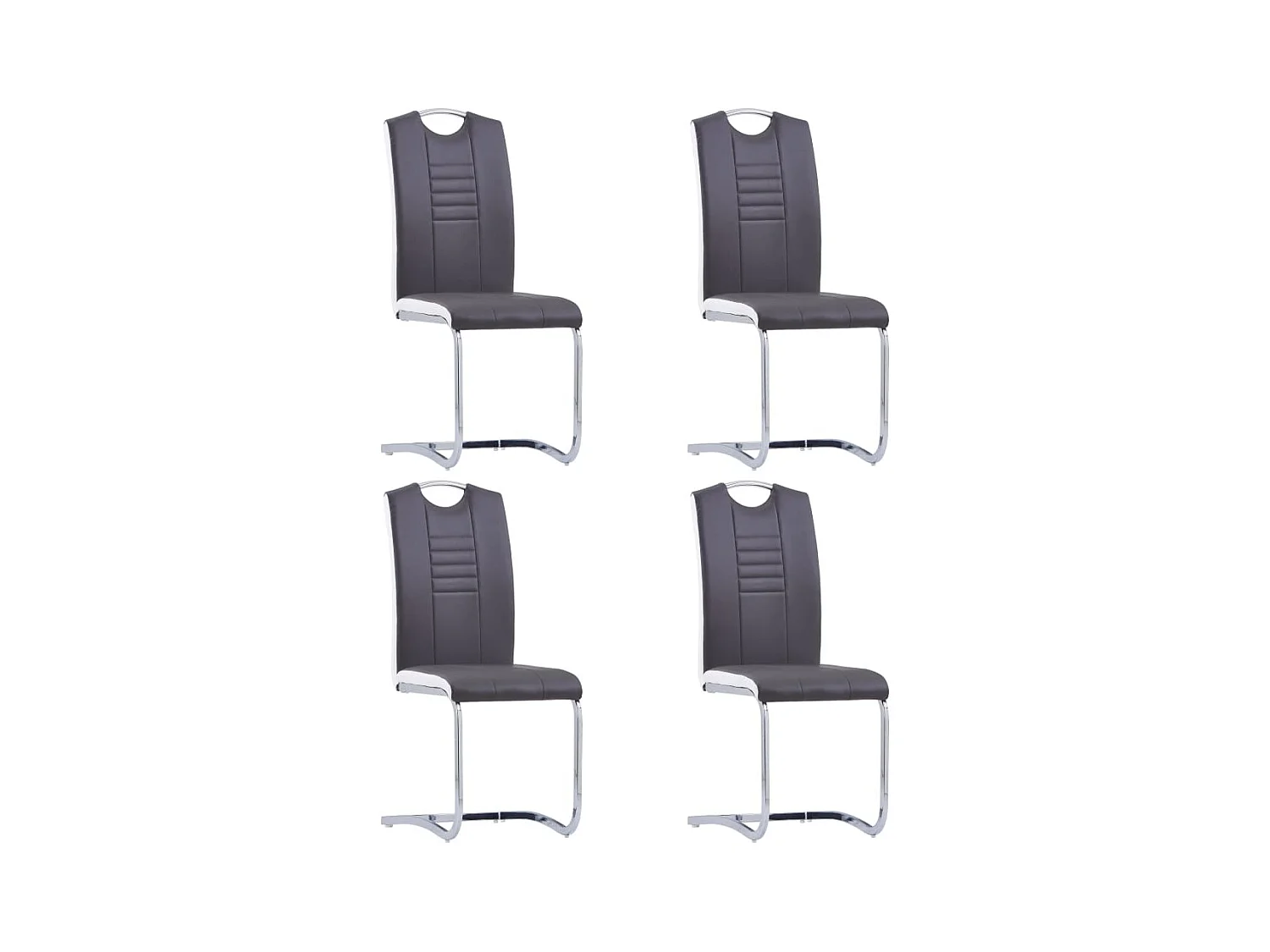 Chaises à manger cantilever lot de 4 gris similicuir REO61423