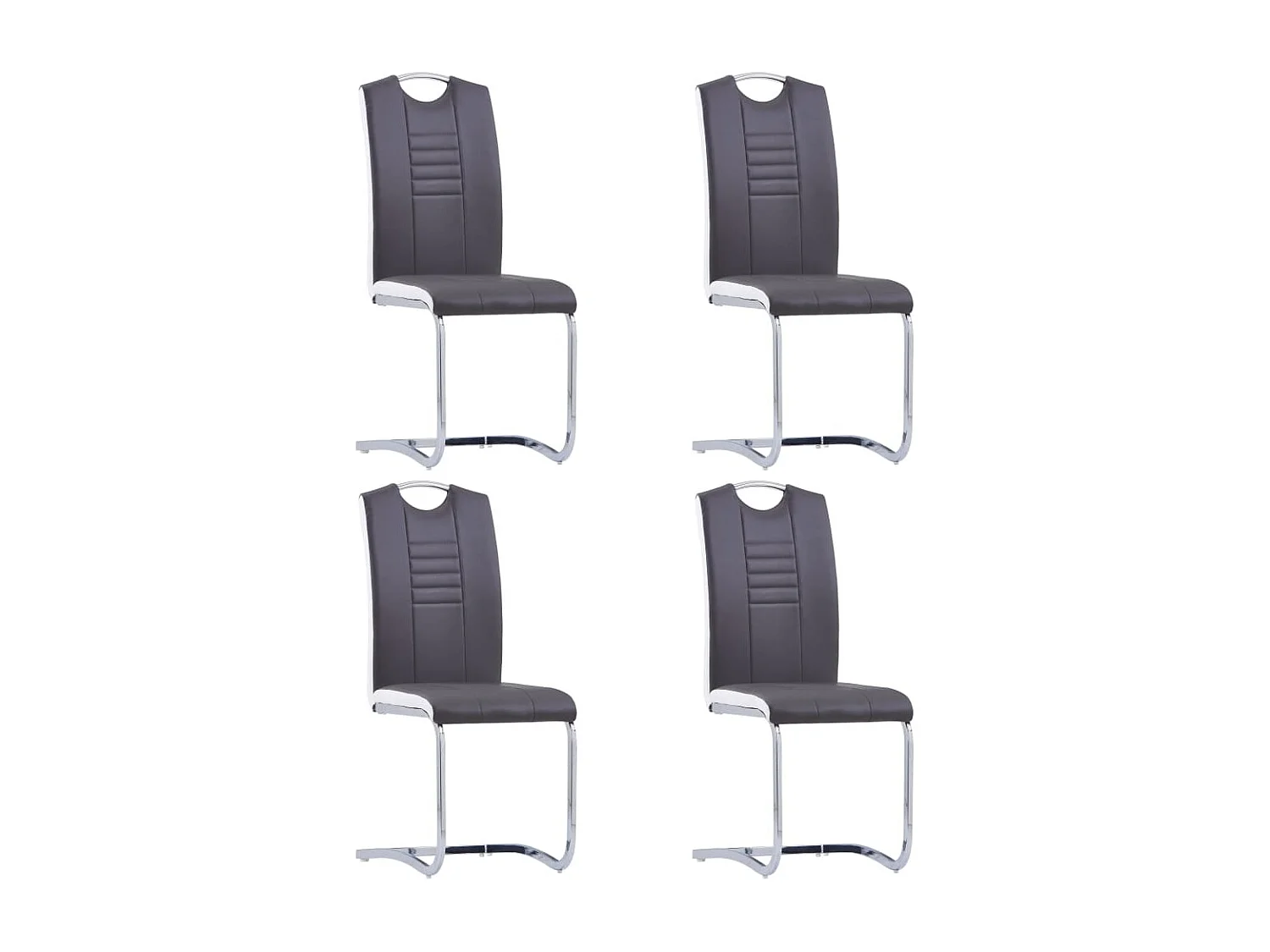 Chaises à manger cantilever lot de 4 gris similicuir REO61423