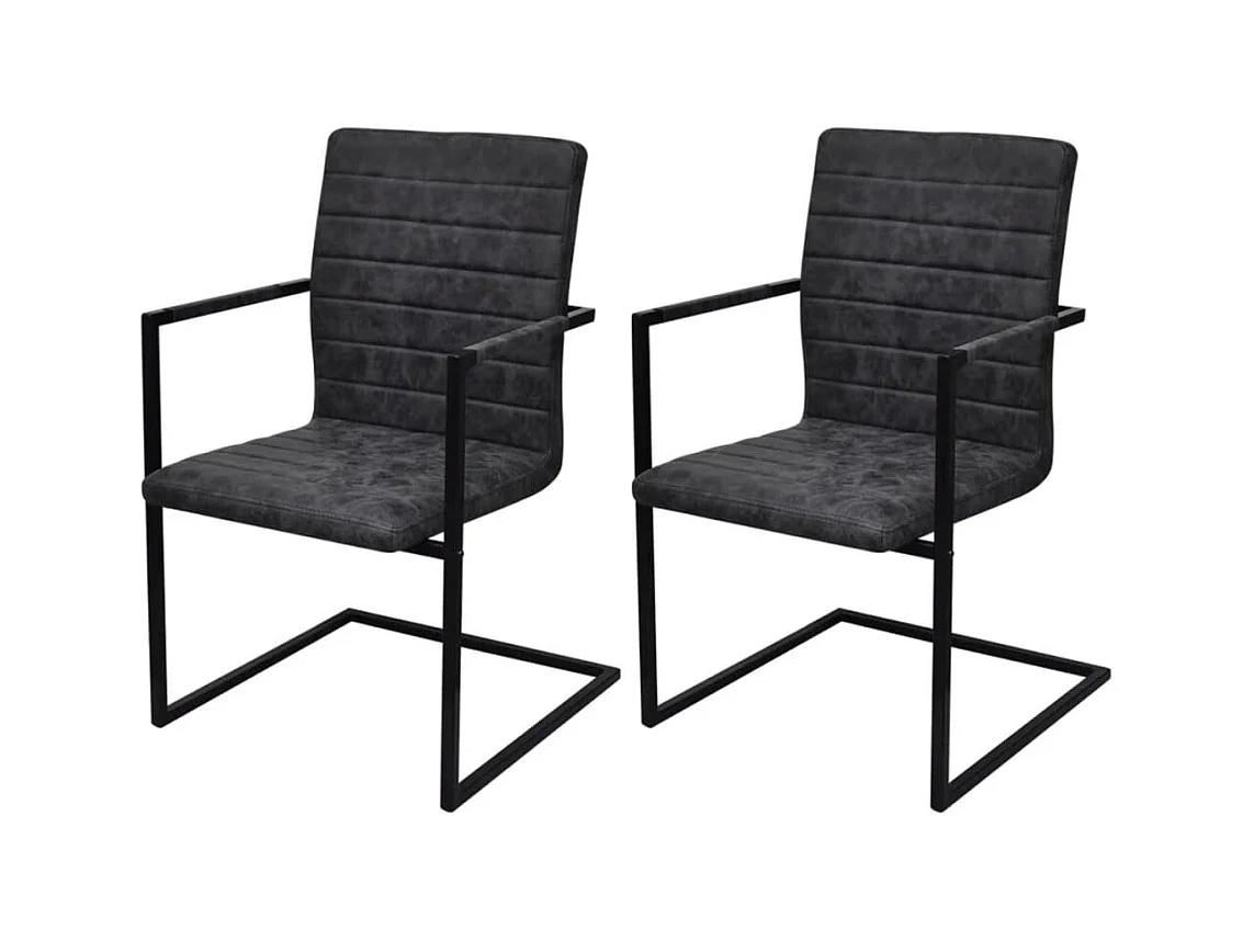 Chaises à manger cantilever lot de 2 noir similicuir REO47485