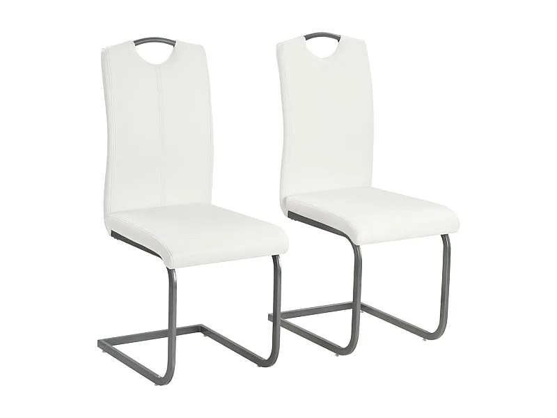Chaises à manger cantilever lot de 2 blanc similicuir REO13615