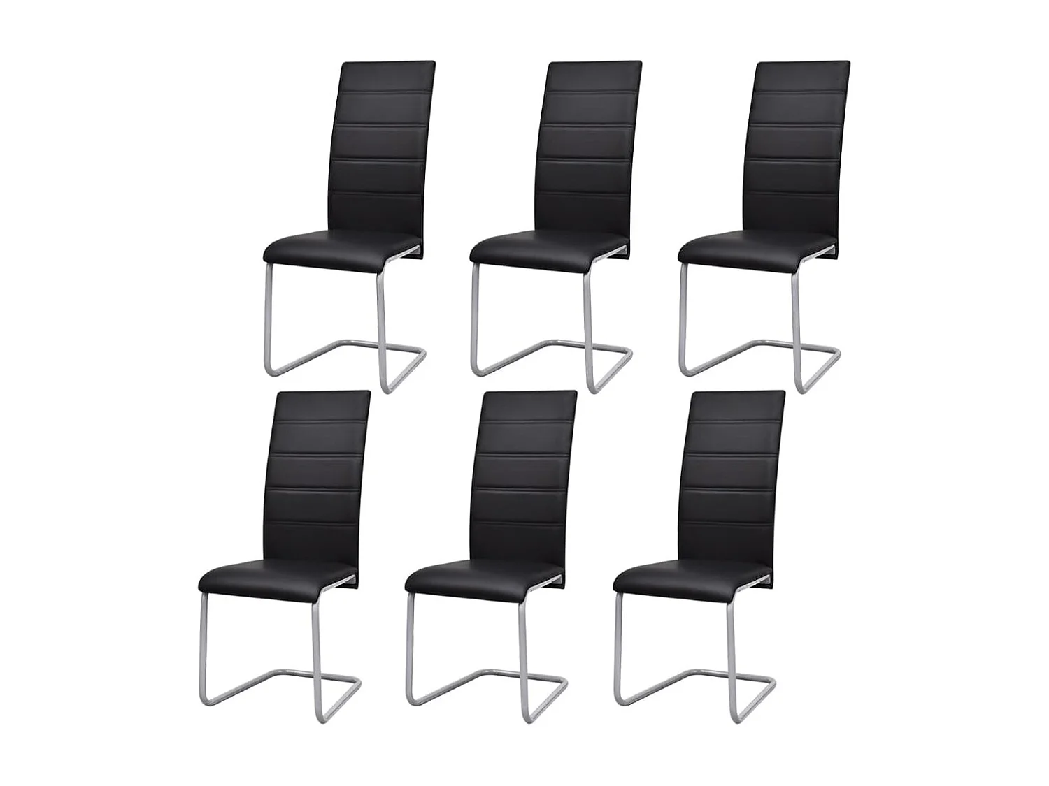 Chaises à manger cantilever lot de 6 noir similicuir REO74446