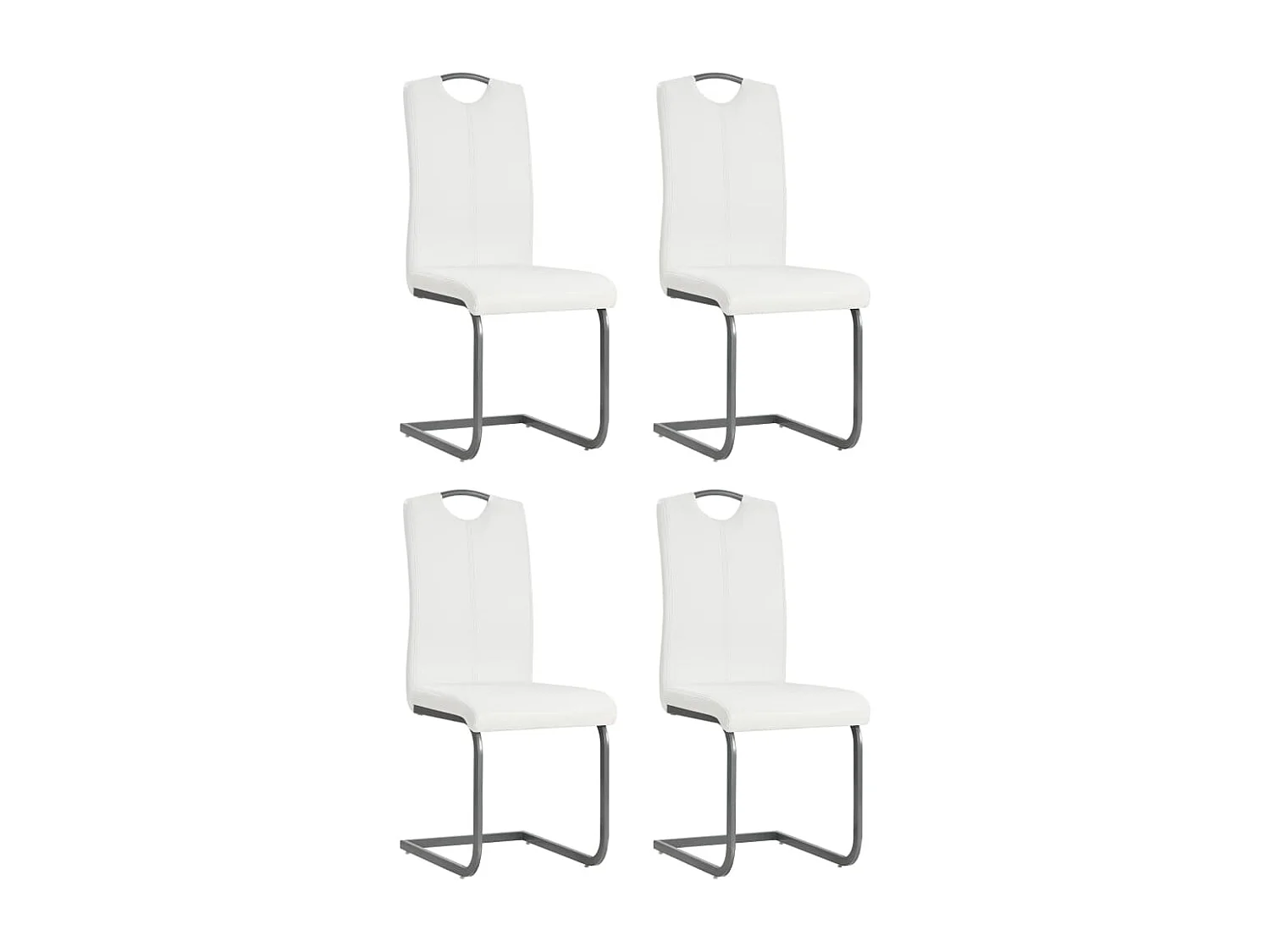 Chaises à manger cantilever lot de 4 blanc similicuir REO56418