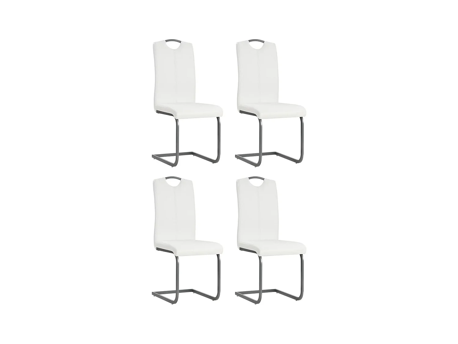 Chaises à manger cantilever lot de 4 blanc similicuir REO56418