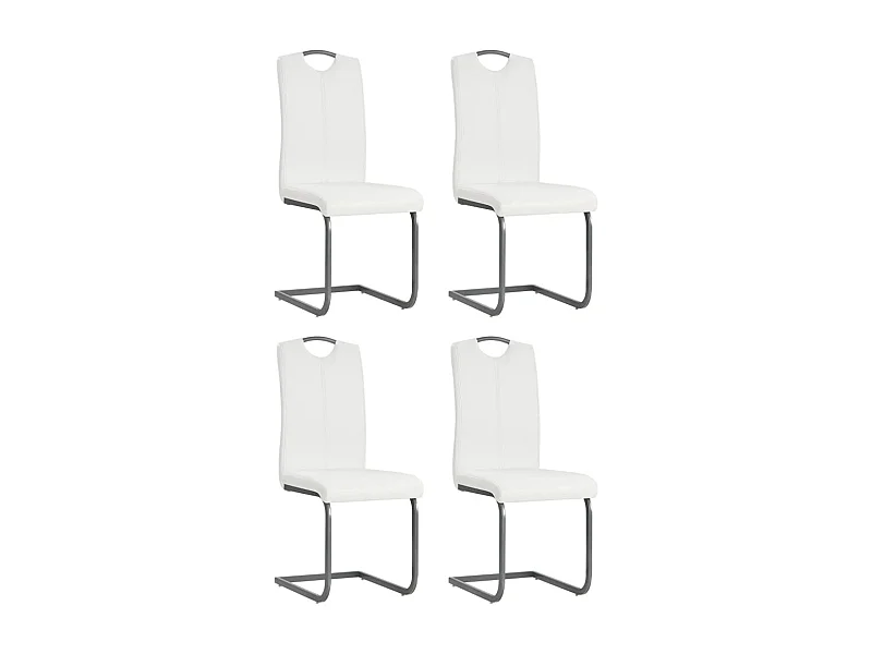 Chaises à manger cantilever lot de 4 blanc similicuir REO56418