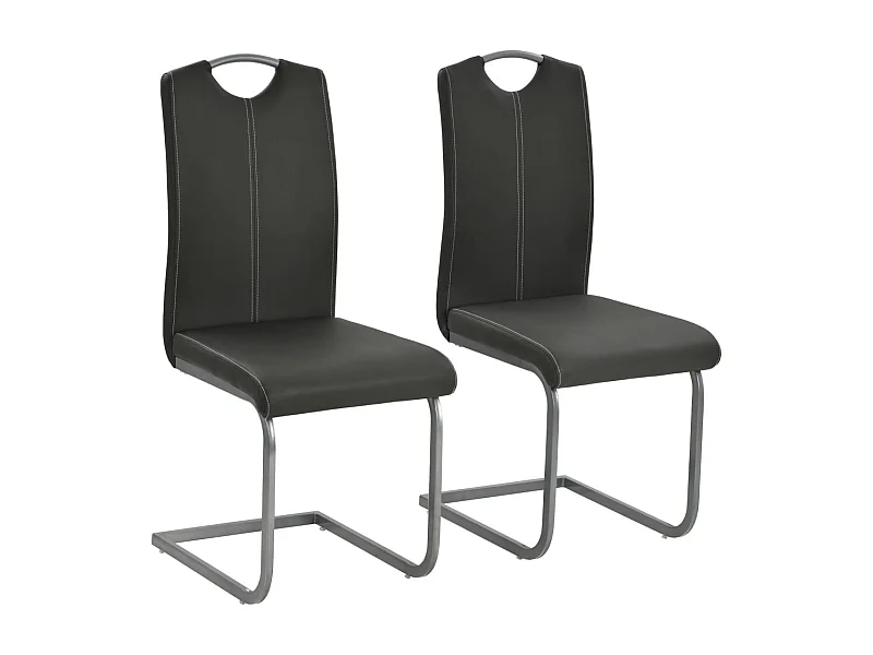 Chaises à manger cantilever lot de 2 gris similicuir REO58193