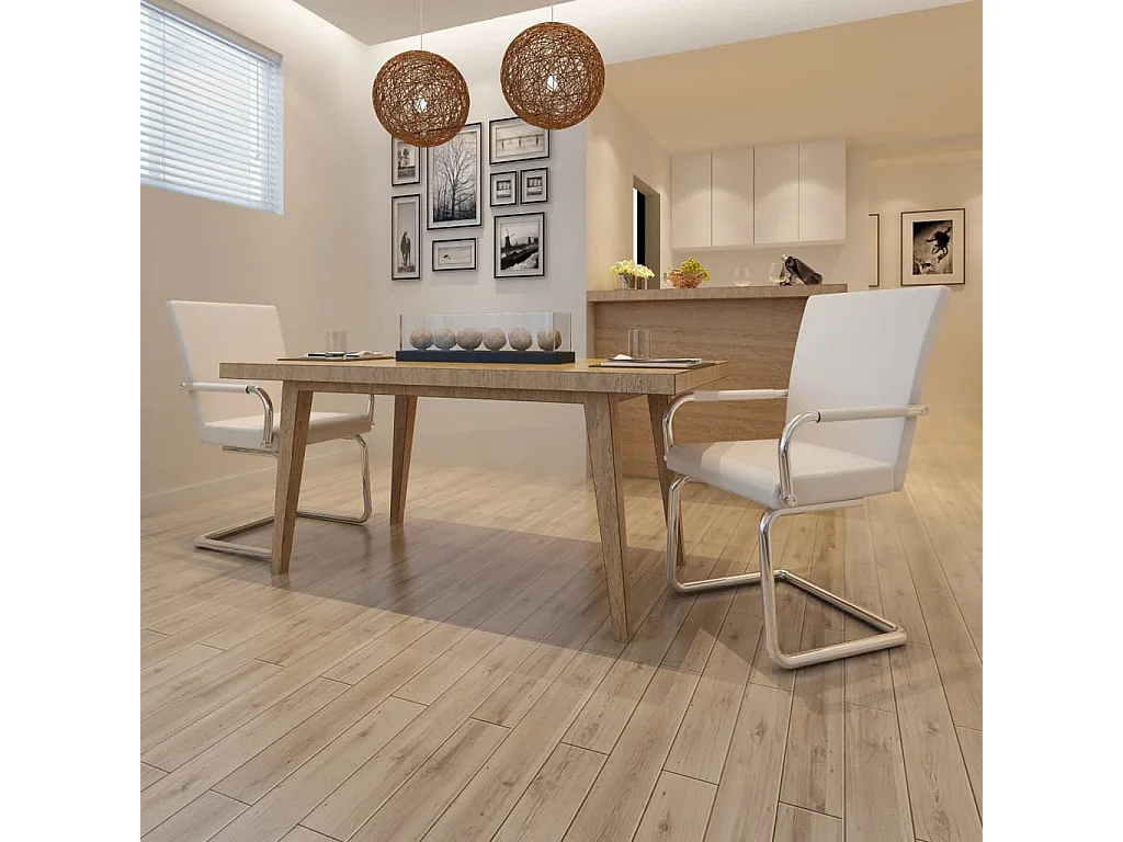 Chaises à manger cantilever lot de 2 blanc similicuir REO15423
