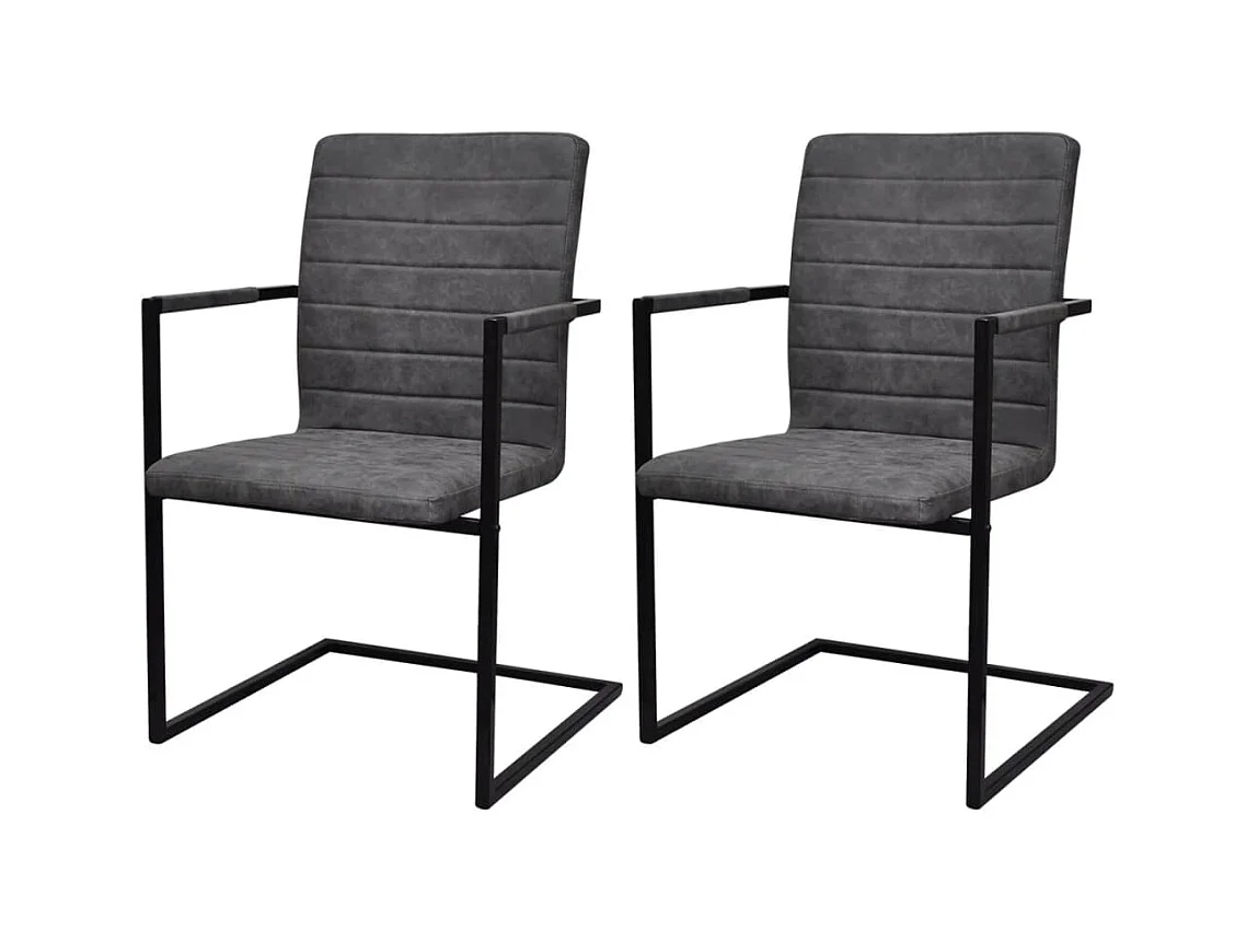 Chaises à manger cantilever lot de 2 gris similicuir REO44854