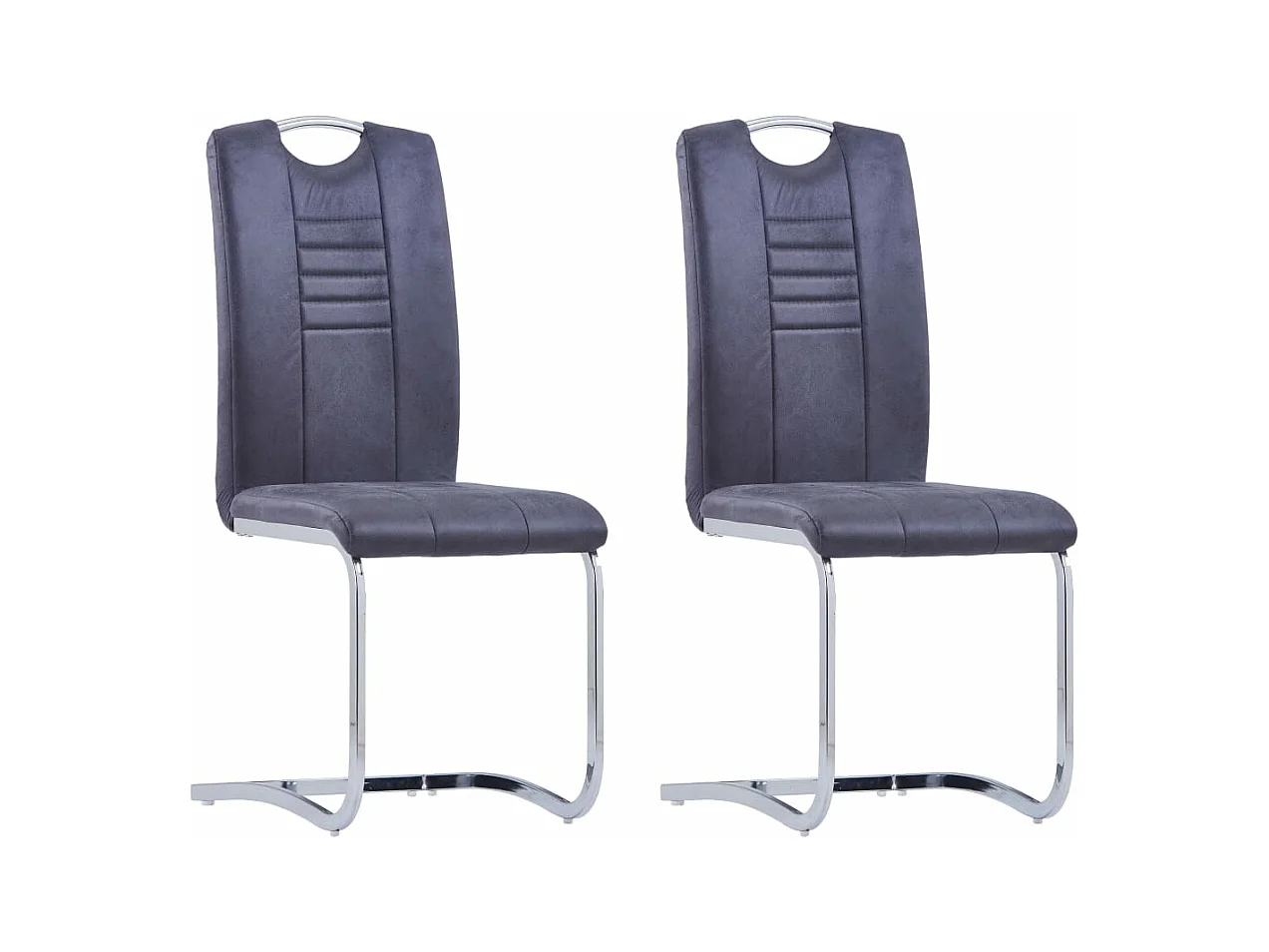 Chaises à manger cantilever lot de 2 gris similicuir daim REO14281