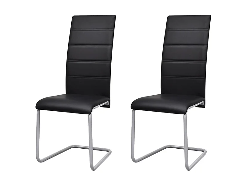Chaises à manger cantilever lot de 2 noir similicuir REO76193