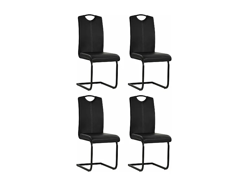 Cadeiras de jantar cantilever 4 pcs couro artificial preto PT837040