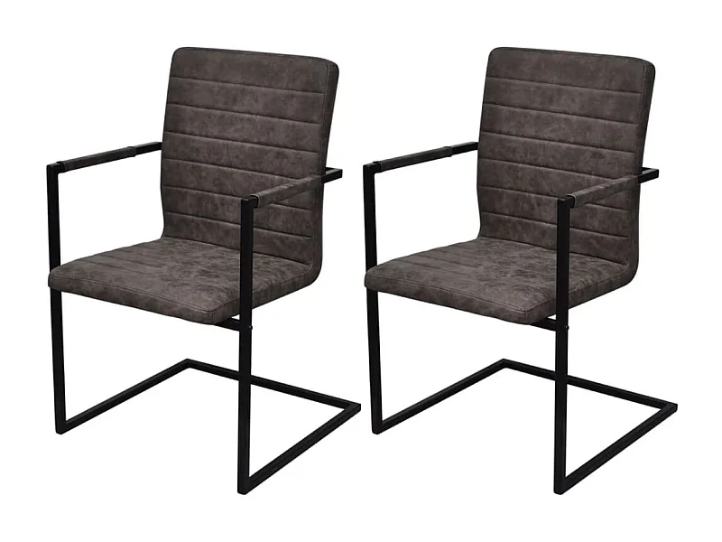 Chaises à manger cantilever lot de 2 marron similicuir REO13278