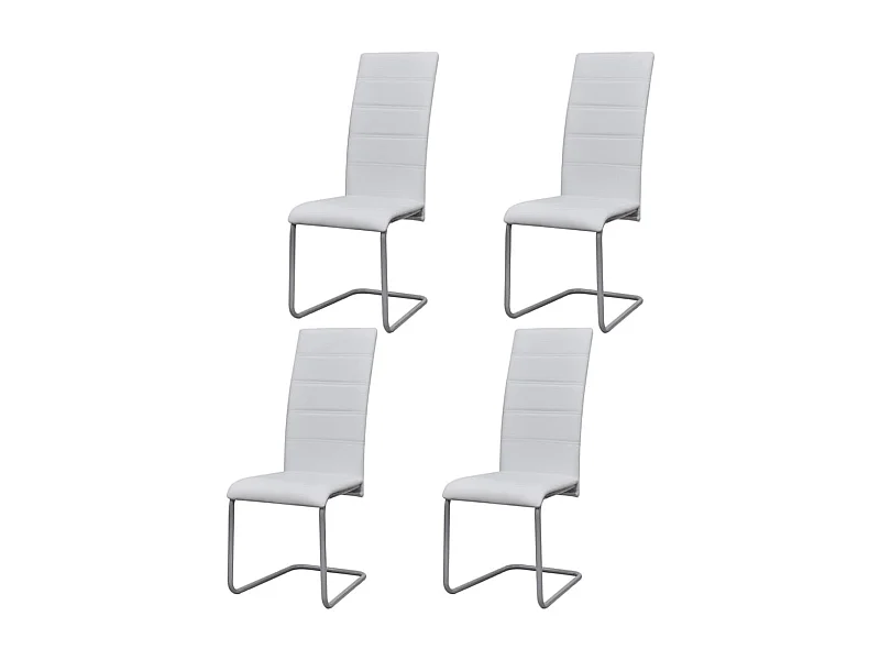 Chaises à manger cantilever lot de 4 blanc similicuir REO94168