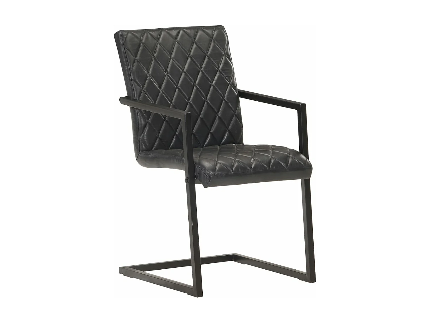 Chaises à manger cantilever lot de 2 noir cuir véritable REO78137