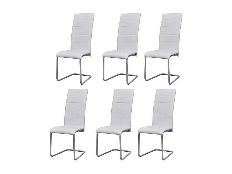 Chaises à manger cantilever lot de 6 blanc similicuir REO39763