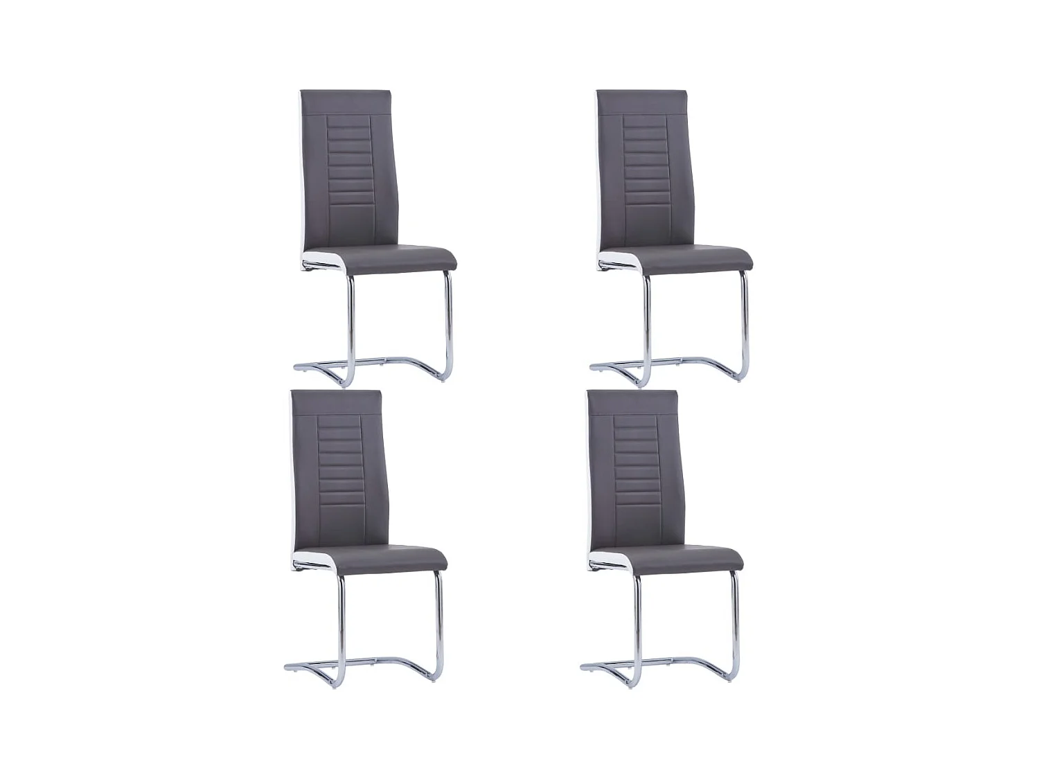 Chaises à manger cantilever lot de 4 gris similicuir REO25988
