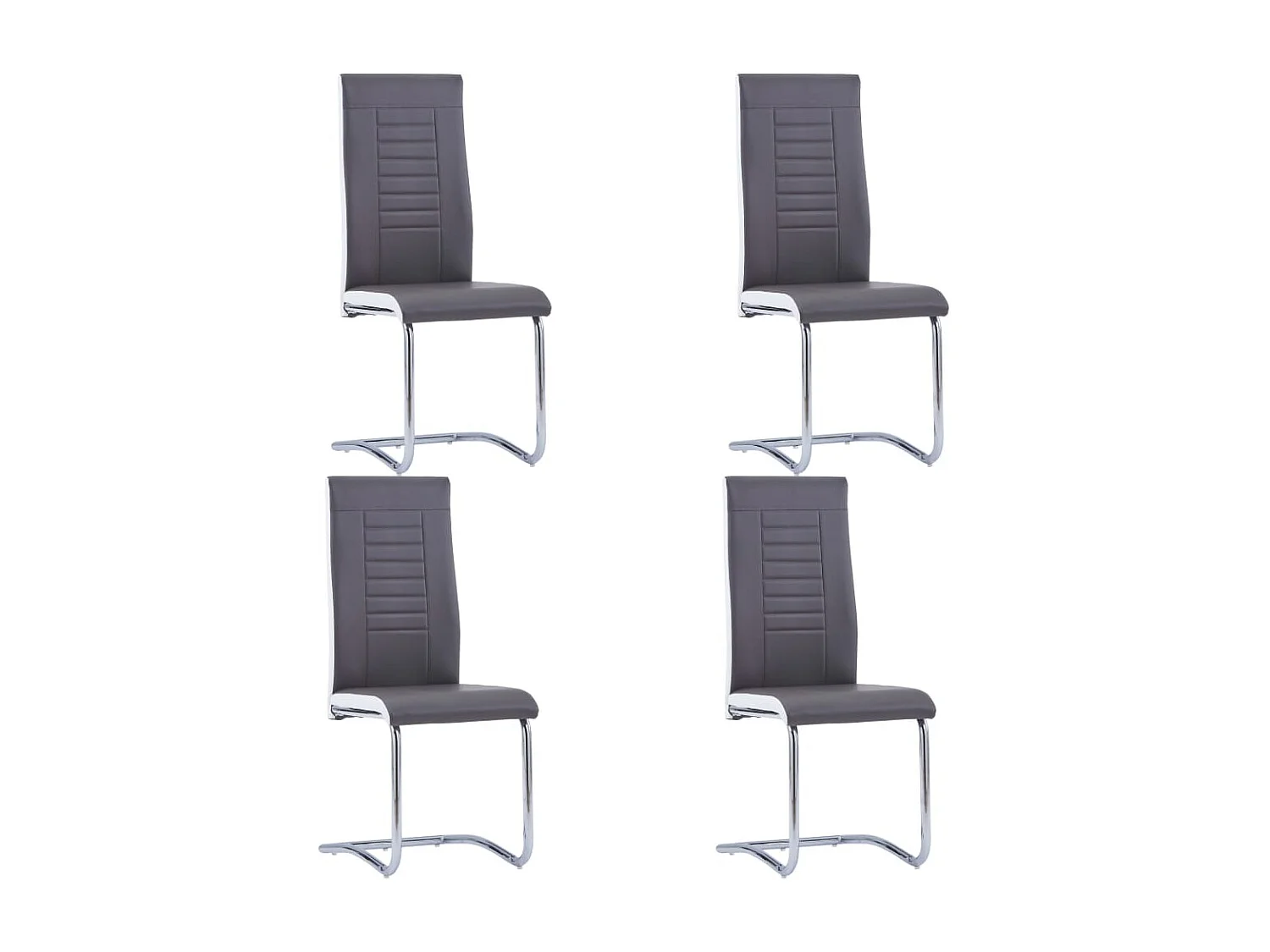 Chaises à manger cantilever lot de 4 gris similicuir REO25988