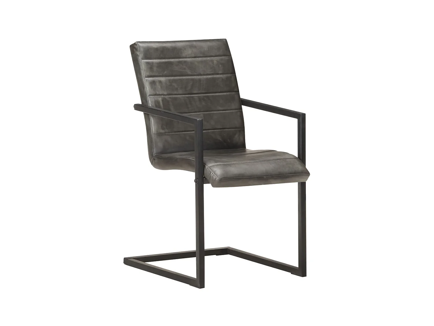 Chaises à manger cantilever lot de 2 gris cuir véritable REO55101