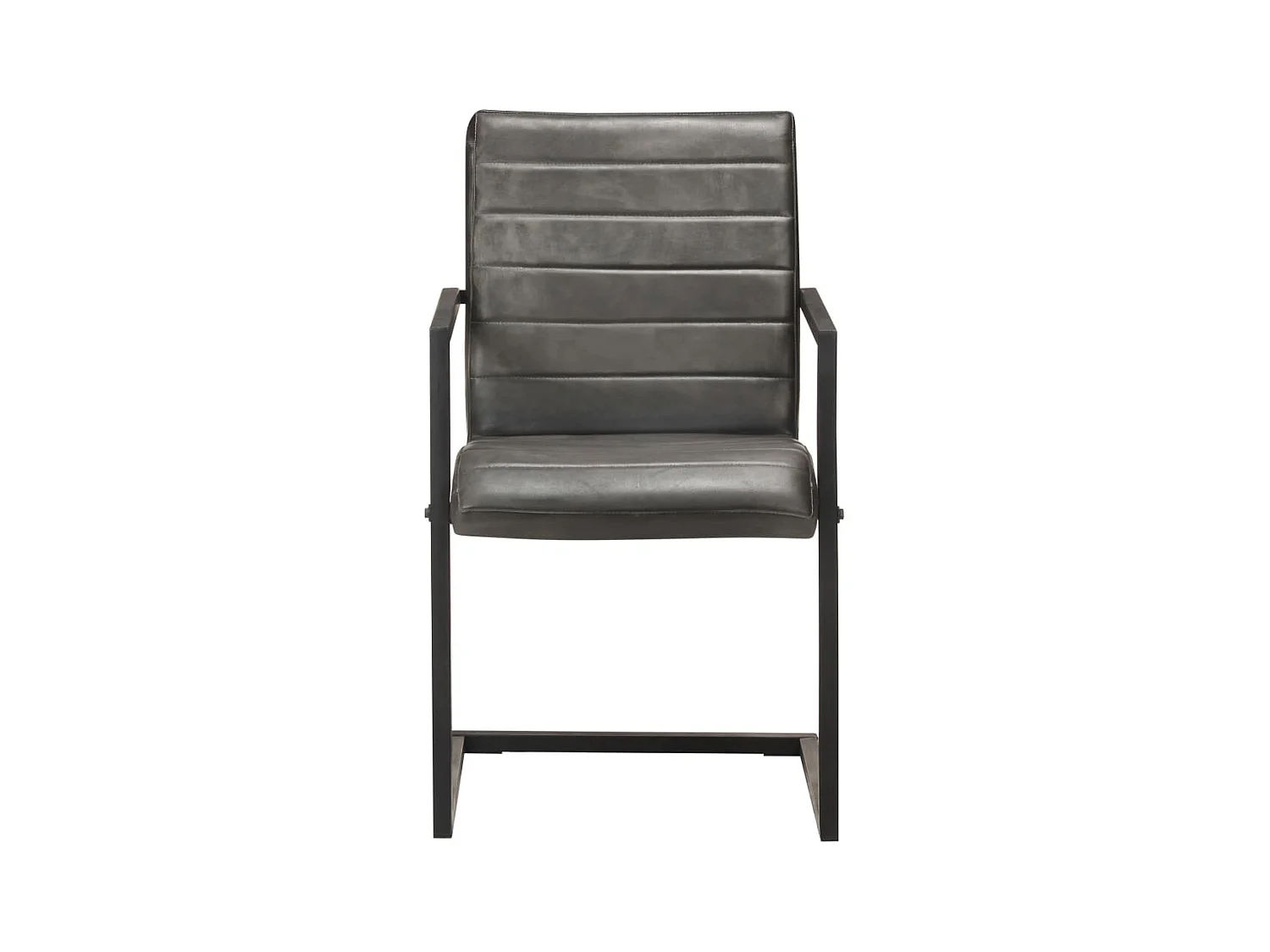 Chaises à manger cantilever lot de 2 gris cuir véritable REO55101