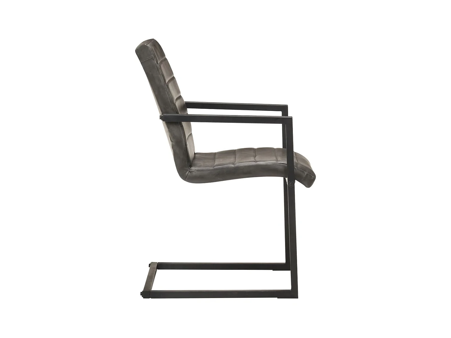 Chaises à manger cantilever lot de 2 gris cuir véritable REO55101