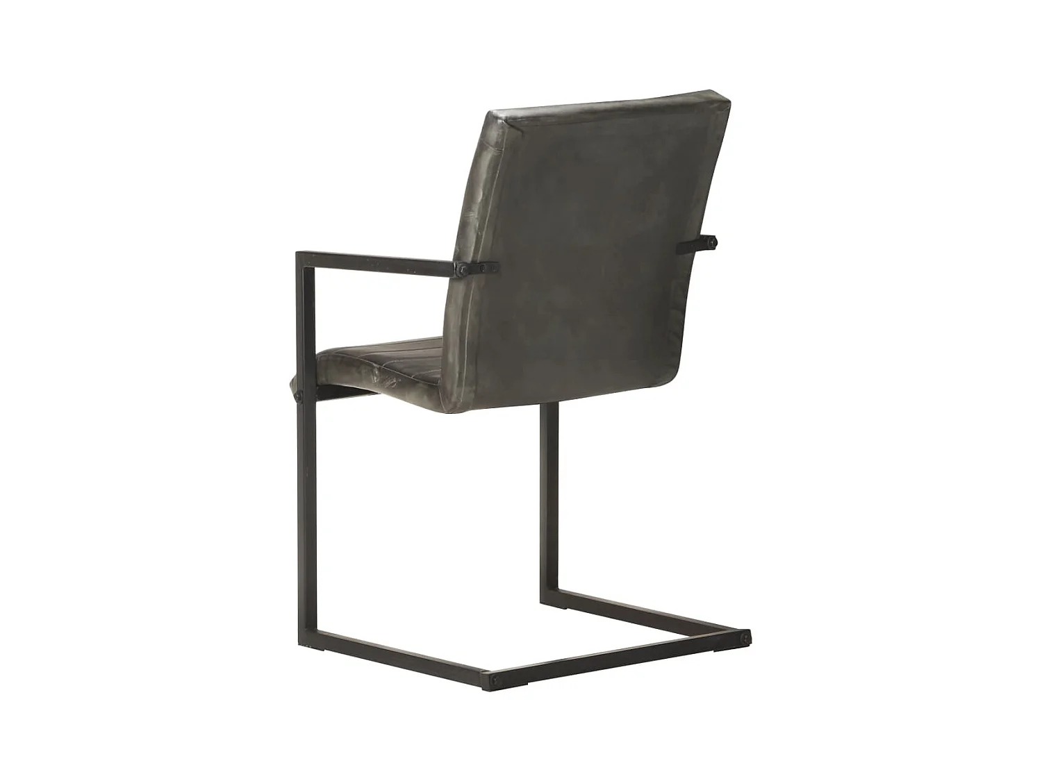 Chaises à manger cantilever lot de 2 gris cuir véritable REO55101