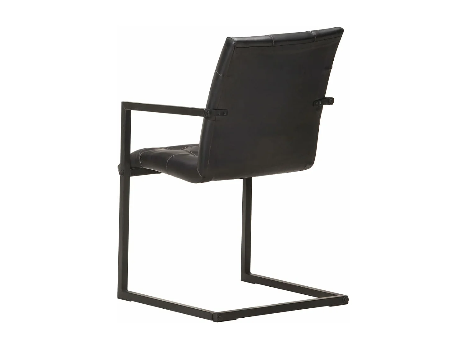 Chaises à manger cantilever lot de 2 noir cuir véritable REO21577