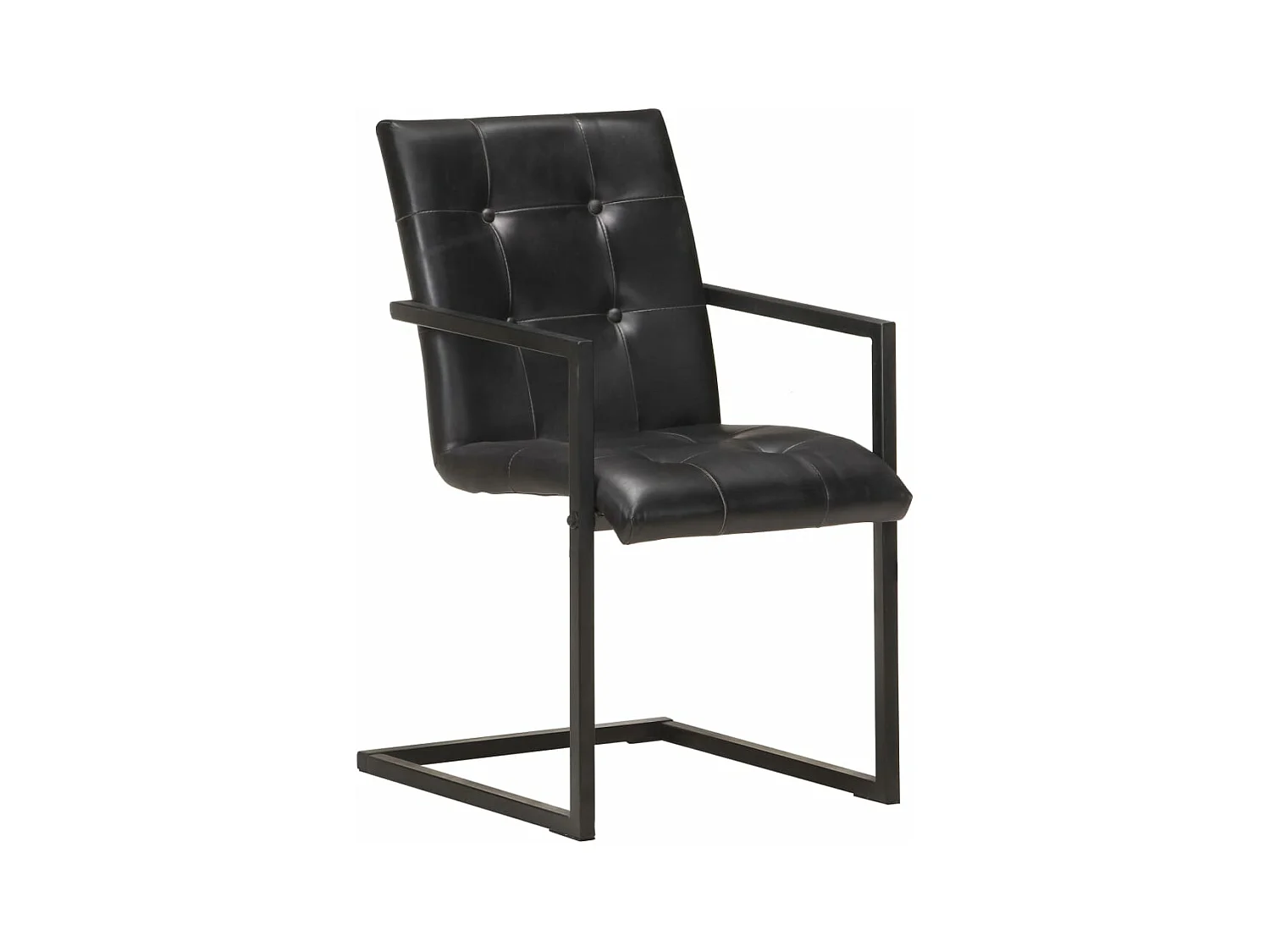 Chaises à manger cantilever lot de 2 noir cuir véritable REO21577