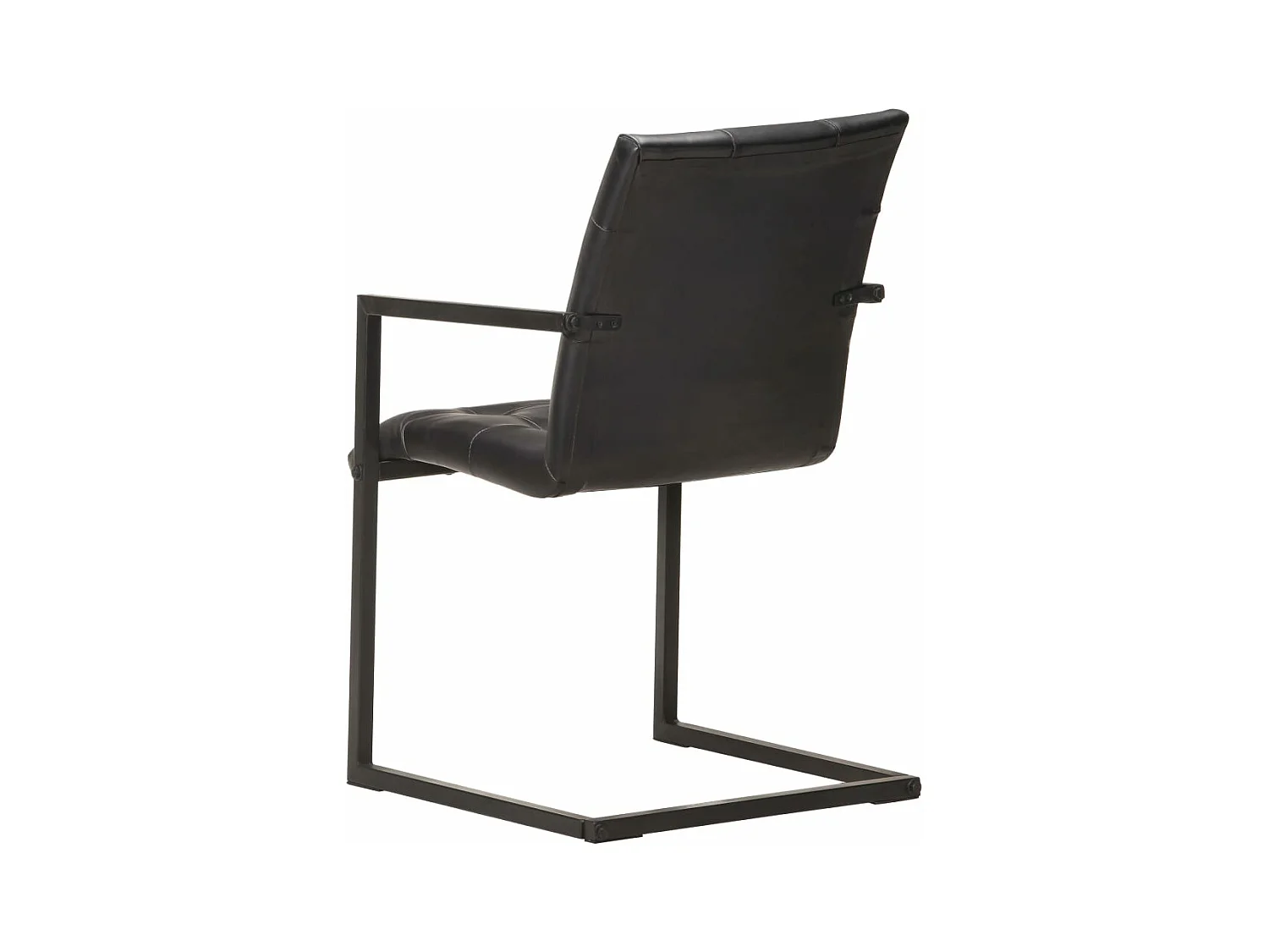 Chaises à manger cantilever lot de 2 noir cuir véritable REO21577